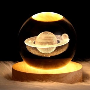 Leiasnow テーブルランプ ナイトライト 月 宇宙 授乳ライト ベッドサイドランプ 間接照明 LEDライト USB充電 (土星・60mm)