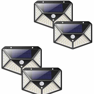 LEDソーラーライト ソーラーパネル センサーライト LED 屋外照明 人感センサー 太陽光発電 防水 防犯ライト (4個)