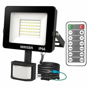 MIKISEN LED センサーライト 投光器 30W 調光タイプ 昼白色 6500K 3600LM 250w相当 1.8コード 人感センサーライト ledライト 防水IP66 屋