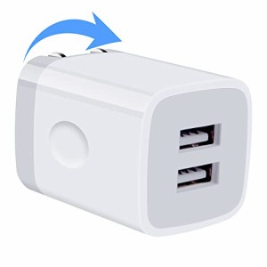 FodLop USBコンセント USB充電器 折り畳み 2ポート 急速充電器12W 2.4A/PSE認証済 iPhone充電器 純正 AC充電器 コンパクト iPhone 15/13/