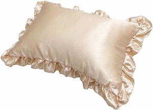 モリピロ(MORIPiLO) シルク枕カバー シルキータッチ 洗える フリル付き パールベージュ 43x63cm なめらかな肌触り 3つの保湿成分 ファス