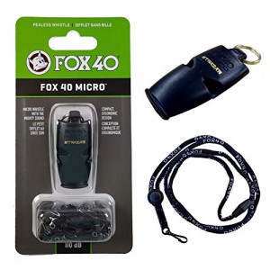 FOX40 ホイッスル MICRO 110db (ブラック) ランヤード付属 ピーレス構造(コルク玉不使用) STRAZAR (STR-WHSM-B)