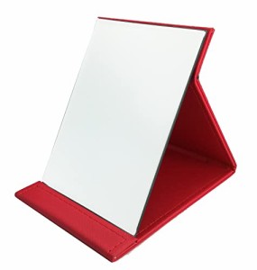 富士スカイ 鏡 卓上 手鏡 折りたたみ カバー材質に自信アリ！ Mサイズ(21.2 × 15.3cm) レッド
