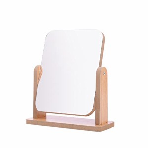 ［ドナリー］卓上ミラー 鏡 スタンド 木製フレーム メイクアップ・化粧用 インテリア (小, ナチュラル)