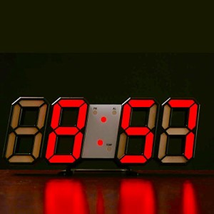 LEDデジタル時計 目覚まし時計 3D LED時計 置き時計 壁掛け時計 掛け時計 アラーム機能付き 明るさ調整 ナイトランプ 年/月/日温度表示 