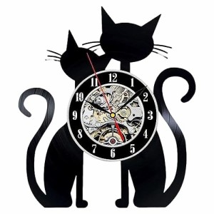 PIENSE 壁掛け時計 時計 壁掛け 掛け時計 猫 ネコ 北欧 アンティーク インテリア アナログ (ネコB)