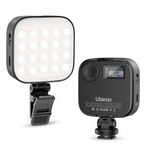 Ulanzi U60 LEDビデオライト 小型 金属クリップ付き クイックリリース 360°RGB 2500-9000K色温度 輝度調整 2500mAh Type-C 充電式 補助