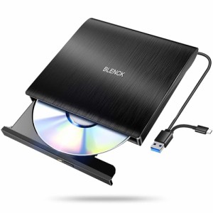 【2024革新モデル】 外付けDVDドライブ 極静音 CD DVDドライブ 外付け 高速 USB 3.0&Type-Cデュアルポート 外付けCDドライブ 読み出し&書