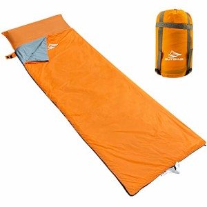 Sutekus 寝袋 シュラフ アウトドアキャンプ コンパクト 超軽量 スリーピングバッグ 封筒型 枕カバー付き 最低使用温度 8度 快適温度15度