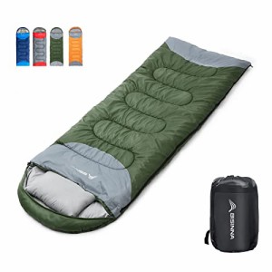 BISINNA 寝袋 冬用 夏用 アウトドア キャンプ シュラフ 封筒型 軽量 連結可能 コンパクト 210T防水 丸洗い可能 枕付き スリーピングバッ