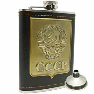 Praxia スキットル CCCP 旧ソ連 アウトドア キャンプ スキットルボトル 8オンス 220ml 【ロゴ入りポーチ/漏斗/クリーニングクロス 付属