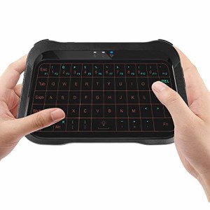 ミニキーボード ワイヤレス タッチパッド搭載 超小型 USB充電式 全画面タッチ 2.4GHz無線接続 キーボードマウス一体型 バックライト付き 