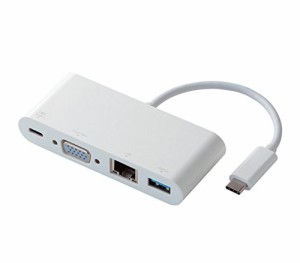 エレコム ドッキングステーション usb-c ハブ パワーデリバリー対応 VGAタイプ ホワイト DST-C03WH