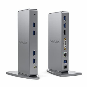 Wavlink USB 3.0ユニバーサル デュアル ディスプレイ ドッキングステーション ギガビットイーサネット オーディオ 搭載 最2048x1152のDVI