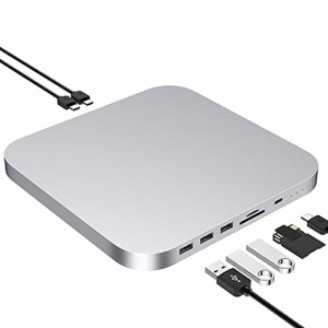 Mac mini ドッキングステーション シルバー 8in1 TypeC ハブ / M.2, 2.5インチ SSD HDD TypeA USB3.0 TypeC USB3.1 SD microSD / Mac min