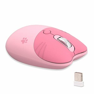 M3 可愛い猫 2.4G USBワイヤレス マウス 女性 子供 マウス おしゃれ カラフル 静音 PC、ノートPC対応 (ピンク)