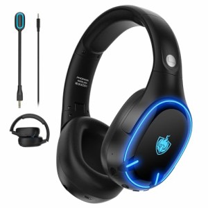 ゲーミングヘッドセット Bluetooth5.3 有線 無線両用 Bluetoothヘッドホン マイク付き HIFI音質 ハンズフリー通話 密閉型 音漏れ防止 軽