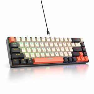 65％のメカニカルゲーミングキーボード、RGBバックライト付きコンパクト68キーの有線オフィスキーボード、赤軸スイッチ、Win/Mac/PC/ノー