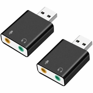 USB オーディオ変換アダプター 外付け サウンドカード USB 3.5mm ミニ ジャック ヘッドホン・マイク端子 PS4/MacBook/Mac Mini/iMac/Wind