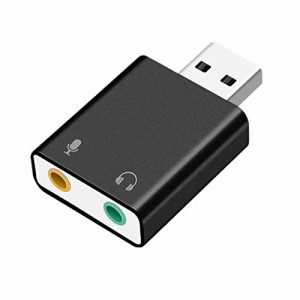 USB オーディオ変換アダプター 外付け サウンドカード USB 3.5mm ミニ ジャック ヘッドホン・マイク端子 PS4/MacBook/Mac Mini/iMac/Wind