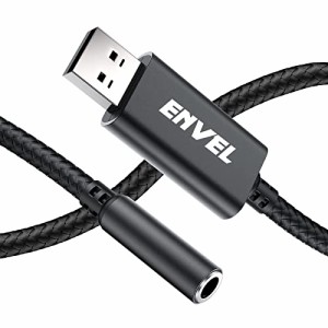 ENVEL ヘッドセットアダプター 3.5mm メス型〜USBオス型 チップ内蔵 外付けステレオサウンドカード TRRS 4極 マイク対応 USB〜ヘッドホン