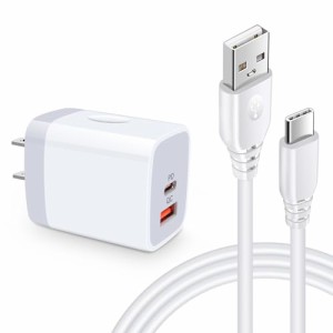 Viviber アンドロイド充電器 (PD3.0 20W/USB-A&USB-C 2ポート) 急速充電器 Android タイプC スマホの充電器 Type-C充電ケーブル【0.9M】P