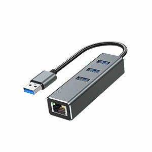 BestClick! USB 3.0 LAN 変換アダプタ ハブ USBハブ 3.0×3ポート HUB USB-A to RJ45 拡張 アルミ 合金シェル 有線LAN イーサネット 10/1