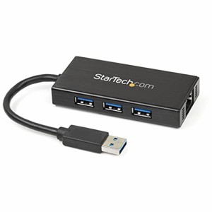 StarTech.com 3ポートUSB 3.0ハブ ポータブル ギガビットイーサネット対応LANアダプタ搭載 アルミ筐体 GbE + USBハブ ST3300GU3B