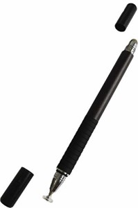 wumio タッチペン 黒 1本 先端2種類 スタイラスペン ディスク 細い 太い 液晶ペン スマートペン スマホ タブレット タッチ操作 ipad ipho