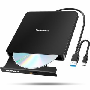 【2024革新型・高速USB3.0対応】 CD DVDドライブ 外付け 静音 DVDプレーヤー 外付けDVDドライブ USB3.0＆Type-C両接続 読取/書込可 CDプ