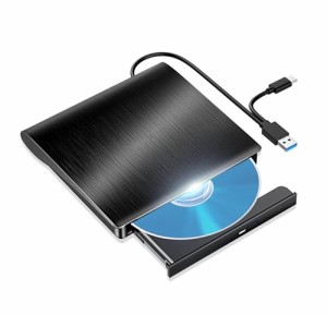 PC King 外付DVDドライブ/スーパーマルチ/DVD-RW/USB 3.0&Type-Cデュアルポート / Window11/10/8/7/XP, Linux, Mac OS対応/静音、高速、