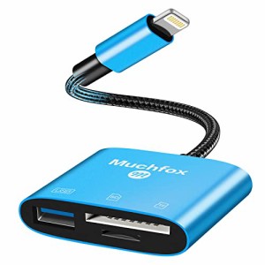 [2023 MFi正規認証品] Muchfox iPhone SD カードリーダー 3 in 1 Lightning USB 3.0 OTGカメラアダプタ SD/Micro SDカードリーダー接続 