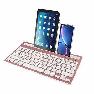 Bluetoothワイヤレス キーボード 2台デバイス同時接続可能 タブレットキーボード スタンド機能付きのipad キーボード スマホ用キーボード