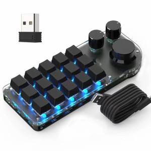 SIKAI CASE マクロキーボード 無線 片手キーボード Bluetooth 3種接続 2.4Gドングル付 7色RGB 赤軸 メカニカルキーボード 軸体交換 9キー