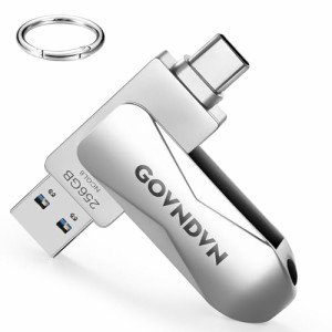 GOVNDVN iPhone 15 対応 USBメモリ256GB 2-IN-1 USB3.0 & Type-C 高速フラッシュメモリiPad USB iPhone対応 フラッシュドライブ 写真保存