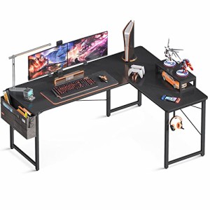 ODK l字デスク パソコンデスク ゲーミングデスク L字型 幅146cm×奥行120cm pcデスク デスク 机 収納袋付き コーナーデスク オフィスデス