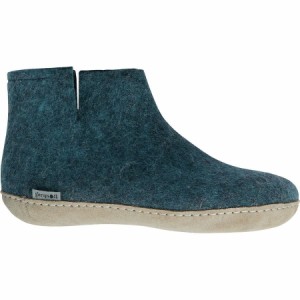 (取寄) グレーラップ ザ ブート レザー スリッパ Glerups The Boot Leather Slipper Petrol