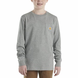 (取寄) カーハート ボーイズ ロング-スローブ ポケット T-シャツ - ボーイズ Carhartt boys Long-Sleeve Pocket T-Shirt - Boys' Dark Gr