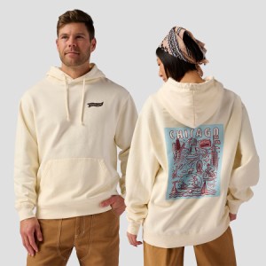 (取寄) バックカントリー シカゴ ポスター ブーディ Backcountry Chicago Poster Hoodie Vintage White