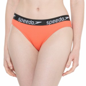 (取寄) スピード リブド ロゴ ビキニ ボトム - Upf 50+ Speedo Ribbed Logo Bikini Bottoms - UPF 50+  Hot Coral