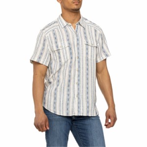 (取寄) ラッキーブランド ストライプド ドビー ウェスタン シャツ - リネン, ショート スリーブ Lucky Brand Striped Dobby Western Shir