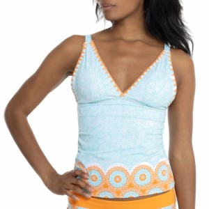 (取寄) カバナ ライフ アクア シトラス エンブロイダー タンキニ トップ - Upf 50+ Cabana Life Aqua Citrus Embroidered Tankini Top - 