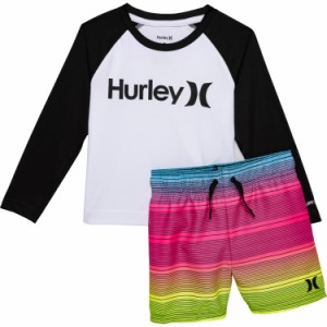 (取寄) ハーレー トドラー ボーイズ シャツ アンド スイム ショーツ セット - Upf 50以上, ロング スリーブ Hurley Toddler Boys Shirt a
