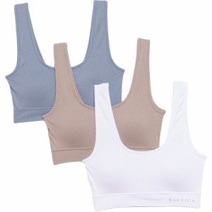 (取寄) ノーティカ シームレス リブド ラウンジ ブラ - 3-パック Nautica Seamless Ribbed Lounge Bras - 3-Pack Stonewash, White, Warm