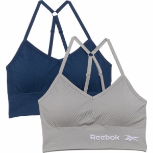 (取寄) リーボック ロングライン リブド ブラレッツ - 2-パック Reebok Longline Ribbed Bralettes - 2-Pack  Dark Denim/Sharkskin