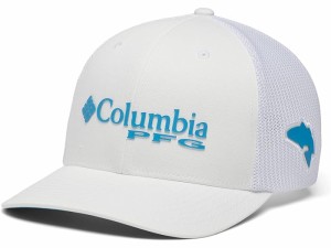 コロンビア メンズ 帽子 アクセサリー Columbia PFG Logo Mesh Ball Cap - Low White/Vivid  Blue/USA flag