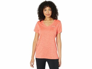 (取寄) アンダーアーマー レディース Ua テック ツイスト V-ネック Under Armour women  UA Tech Twist V-Neck Electric Tangerine/Vermi