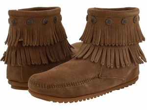 (取寄) ミネトンカ レディース ダブル フリンジ サイド ジップ ブート Minnetonka women Minnetonka Double Fringe Side Zip Boot Taupe 