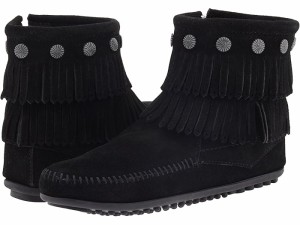 (取寄) ミネトンカ レディース ダブル フリンジ サイド ジップ ブート Minnetonka women Minnetonka Double Fringe Side Zip Boot Black 