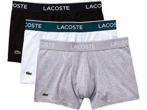 (取寄) ラコステ メンズ トランクス 3-パック カジュアル クラシック Lacoste men  Trunks 3-Pack Casual Classic Black/White/Silver Ch